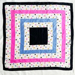 Vintage 60s Mod Silk Scarf Colorful Polka Dot